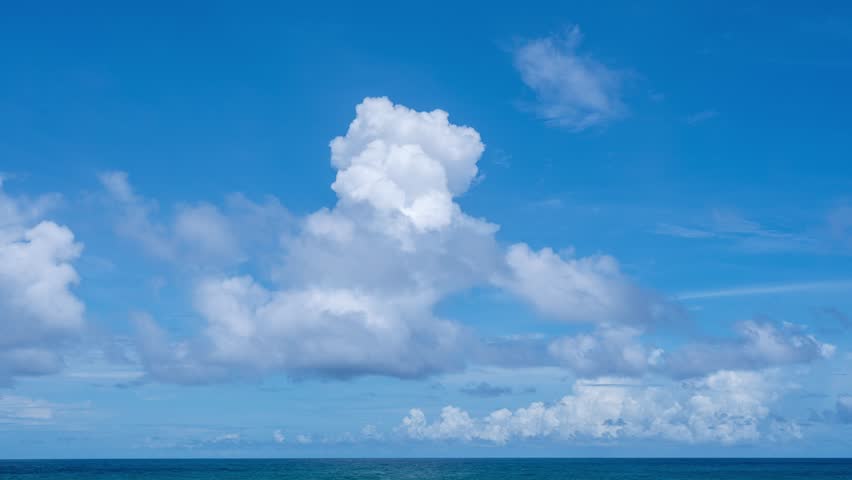 4K-time lapse of blue sky and clouds in summer season,Good weather day clouds sky over sea background