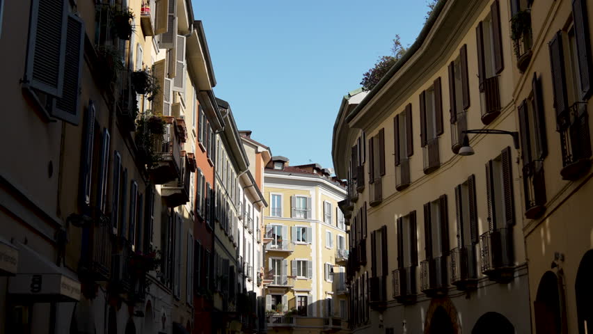 Buildings in Brera district, Milan, Italy.
