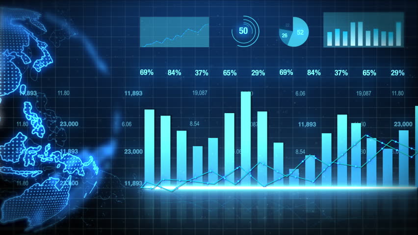 Stock market abstract finance background with motion graph, chart bars and financial information. Global business analyzing concept with trade statistics.  Royalty-Free Stock Footage #1105718073