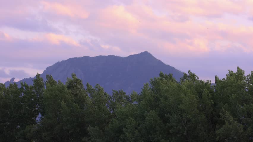 Sunset Over Flat Irons in Boulder Colorado, Devils Thumb Rock in Boulder Landscape, Sunset Over Rocky Mountains
