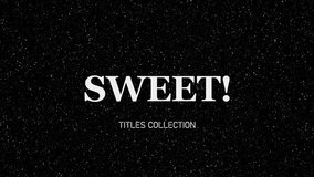 Abstract white sweet titles collection down has been  animation. Black background 4k video.