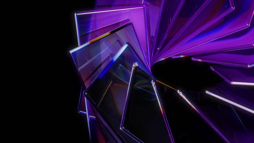 Gradient glass moves and shimmers on a dark background. Abstract loop animation. 3D futuristic motion design 4K. 3D Illustration Royalty-Free Stock Footage #1105745221