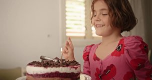  An Adorable Birthday Blunder Captivating Footage of a Child Accidentally Leaving the Candle Lit on the Cake. High quality 4k footage