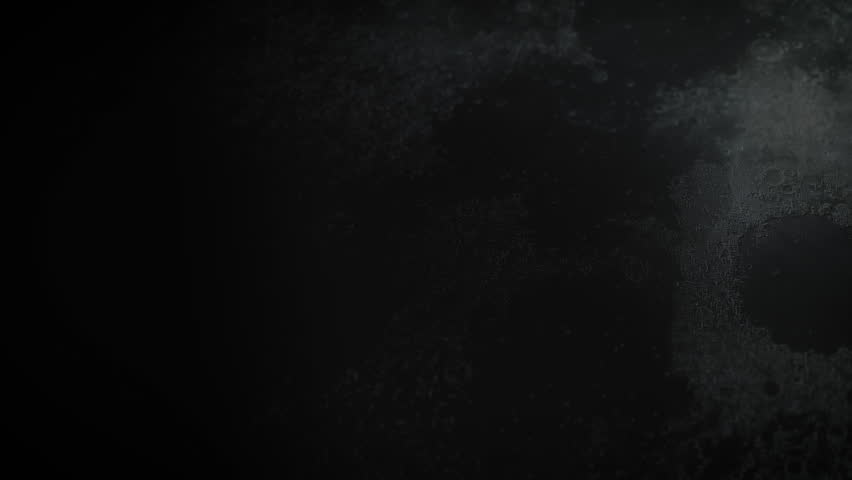 Earth globe appears after flight over the lunar surface. Earthrise, anmation on black space