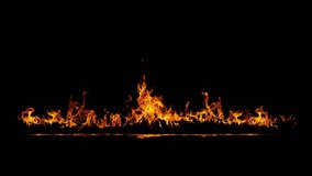 Slow-motion video of fire and flames.A fire pit, burning gas or gasoline burns with fire and flames.Flames and burning sparks close-up,fire patterns.A hellish glow of fire in the dark with copy space
