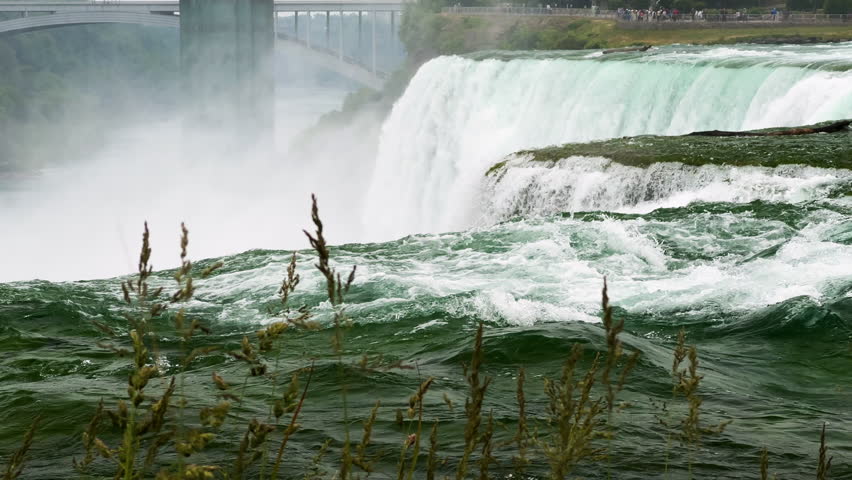 Powerful Cascades Of Niagara River In Niagara County, New York, United States. Close Up