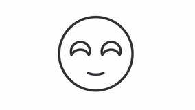 Animated smiling emoji line icon. Happy face animation. Online messaging. Facial expression. Digital network. Loop HD video with alpha channel, transparent background. Outline motion graphic