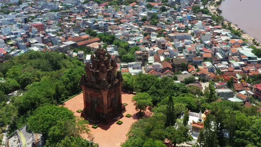 Ancient Champa temple, tower with red brick wall in Phu Yen province, Vietnam. Royalty-Free Stock Footage #1105761795