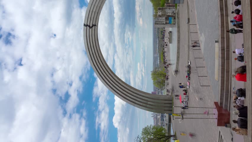 The Arch of Friendship of Peoples in Kiev, Ukraine. Vertical Video. Time lapse. Vertical UHD video