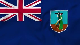 Waving flag of British Overseas Territory Montserrat. 3d animation in 4k resolution video.