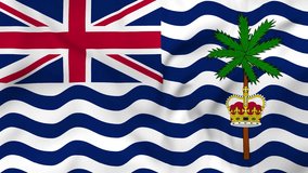 Waving flag of British Overseas Territory British Indian Ocean Territory, aca BIOT. 3d animation in 4k resolution video.