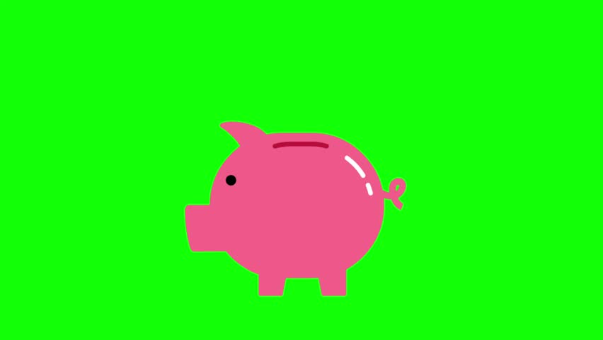 piggy bank, 3d animation, green screen background Royalty-Free Stock Footage #1105768281