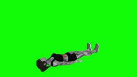 Alternate Lying Floor Leg Raise fitness exercise workout animation male muscle highlight demonstration at 4K resolution 60 fps crisp quality for websites, apps, blogs, social media etc.