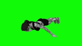 Archer Push up fitness exercise workout animation male muscle highlight demonstration at 4K resolution 60 fps crisp quality for websites, apps, blogs, social media etc.