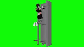 Assisted Pull-up fitness exercise workout animation male muscle highlight demonstration at 4K resolution 60 fps crisp quality for websites, apps, blogs, social media etc.