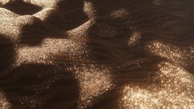 Abstract 3D glitter looped background. Glowing desert sand landscape. Golden, yellow, brown lines and waves. Slow flow of sparkling terrain. Luxury fashion style wallpaper. Video animation. 4K 30 fps - Powered by Shutterstock - Get 15% off with code: PIKWIZARD15