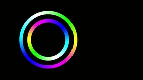 a looping animation of colorful circles, The circles zoom in loop, 4K dynamic visual effect