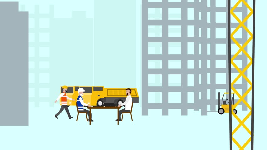 a work area
The workers are working and the employer is talking to the engineer