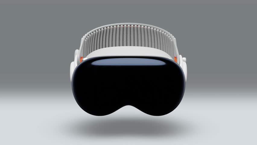 Vision Pro-High-tech Futuristic technology VR Glasses -Virtual reality device, 360 VR modern helmet-4K 3D Render Royalty-Free Stock Footage #1105776635