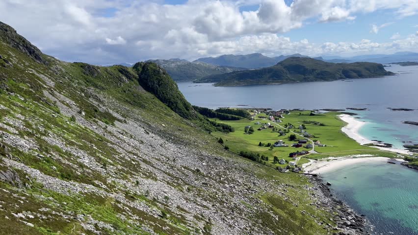 Sandy beach from above in Norway