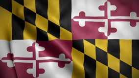Maryland flag background realistic waving in the wind 4K video, for Independence Day or Anthem (Perfect Loop)