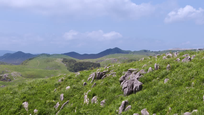 Blue sky, fresh green and karst land