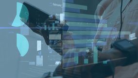 Animation of multiple graphs, trading board, african american woman with bicycle using cellphone. Digital composite, report, business, stock market, transportation, texting, hand and technology. - Powered by Shutterstock - Get 15% off with code: PIKWIZARD15