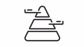 Animated pyramid chart line icon. Triangle diagram animation. Organization structure. Data presentation. Loop HD video with alpha channel, transparent background. Outline motion graphic