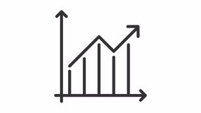 Animated growth diagram line icon. Upward movement animation. Arrow line. Economic analysis. Business performance. Loop HD video with alpha channel, transparent background. Outline motion graphic