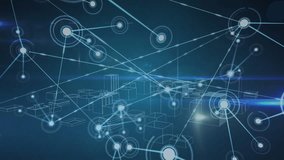 Animation of network of connections over 3d cityscape. Global connections, computing and data processing concept digitally generated video. - Powered by Shutterstock - Get 15% off with code: PIKWIZARD15