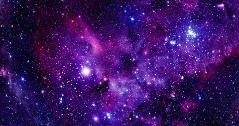 Flying Through Stars and Nebulae - 4K - Purple
The camera flies through a star field against the backdrop of a Hubble like nebula.