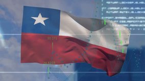 Animation of financial data processing over flag of chile. Global business, finances, computing and data processing concept digitally generated video. - Powered by Shutterstock - Get 15% off with code: PIKWIZARD15