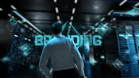 Branding. IT Administrator Activating Modern Data Center Server with Hologram. - Powered by Shutterstock - Get 15% off with code: PIKWIZARD15