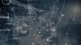 Animation of network of connections moving over layers of data processing on black background. Global communication, data technology and digital interface concept digitally generated video. - Powered by Shutterstock - Get 15% off with code: PIKWIZARD15