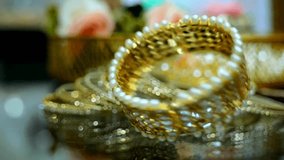  Buttifull bracelet Golden Jewelry  Video background