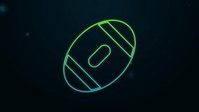 Glowing neon line American Football ball icon isolated on black background. Rugby ball icon. Team sport game symbol. 4K Video motion graphic animation. - Powered by Shutterstock - Get 15% off with code: PIKWIZARD15