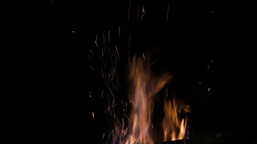 Flames Of Fire And Sparks On Black Background. Magic Fier. Bonfire Flaming In The Night. Burning Sparks Flying. Fiery Orange Glowing Flying Away Particles On Black Background. Royalty-Free Stock Footage #1105825437