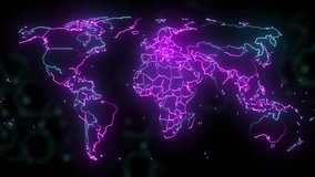 World map animation with flicekring stripes. Drawing neon lines global borders national. Fuutristic modern digital glowing video - Powered by Shutterstock - Get 15% off with code: PIKWIZARD15