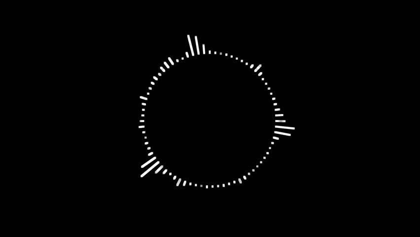 White circular sound wave loop animation, alpha channel