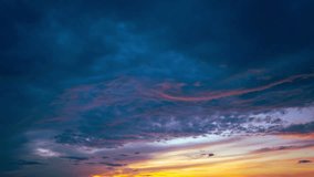 Sky sunrise time lapse video Sunrise dramatic sky time lapse colorful cloud fast movement Sunrise time lapse clear wipeout dust or bird Process by raw image High quality video 4K ProRes422 