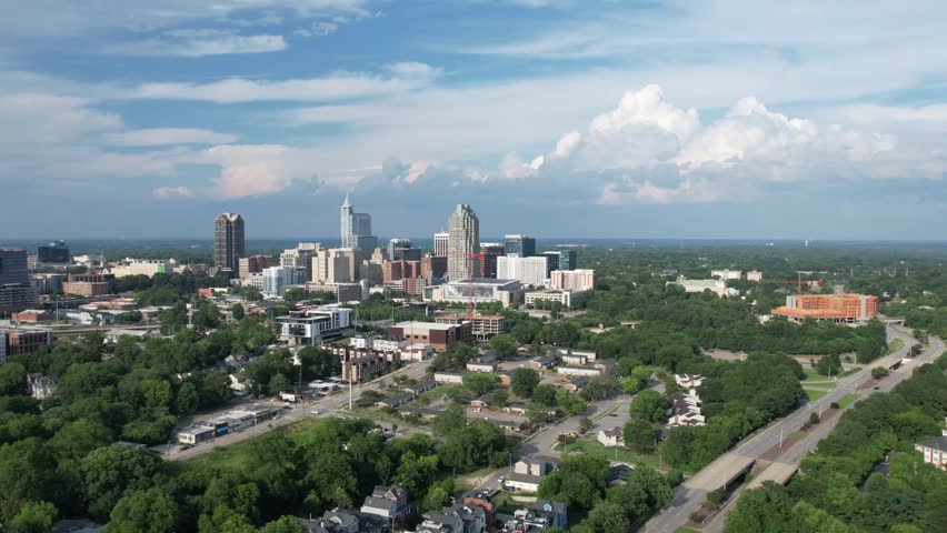 4K Aerial view downtown Raleigh, North Carolina at day time , Time Lapse.