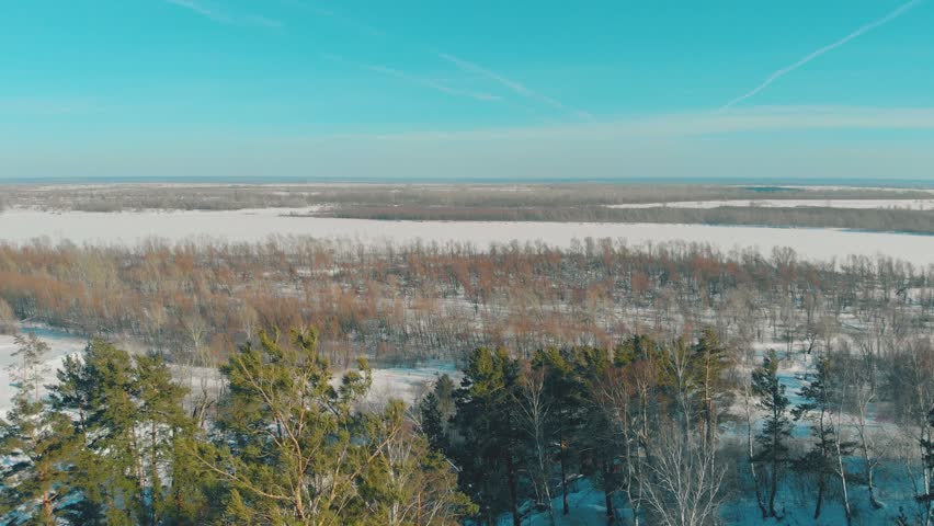 pictorial ski resort with different trails on hill slopes and buildings surrounded by dense forests bird eye view