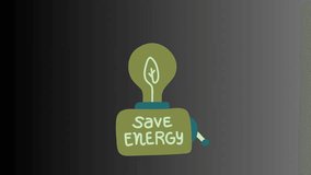 Animated video of a simple light bulb that says save energy