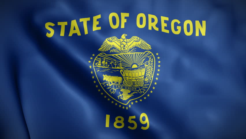 Oregon flag background realistic waving in the wind 4K video, for Independence Day or Anthem (Perfect Loop)