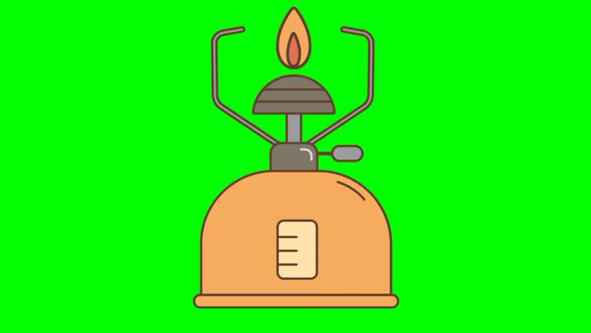 Illustration of gas stove for camping on green background