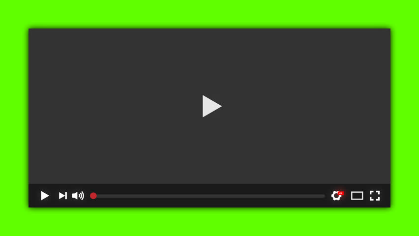 Video player play button clicked by mouse cursor animation Green screen. Media Player Video playback Interface. Multimedia player loading bar running timecode.  Play Pause stop media player button. Royalty-Free Stock Footage #1105850951