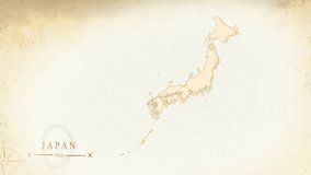 Map of Japan in the old style, brown graphics in retro fantasy style, perfect for intro or video presentation. High quality 4K video. - Powered by Shutterstock - Get 15% off with code: PIKWIZARD15