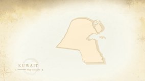 Map of Kuwait in the old style, brown graphics in retro fantasy style, perfect for intro or video presentation. High quality 4K video. - Powered by Shutterstock - Get 15% off with code: PIKWIZARD15