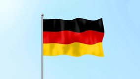 Germany flag waving on beautiful clean blue sky footage background. 4k