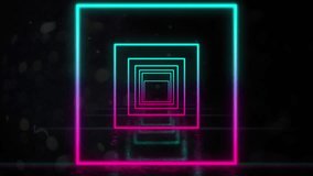 Animation of glowing green metallic blocks over neon squares on black background. Global online communication, computing and data processing concept digitally generated video. - Powered by Shutterstock - Get 15% off with code: PIKWIZARD15